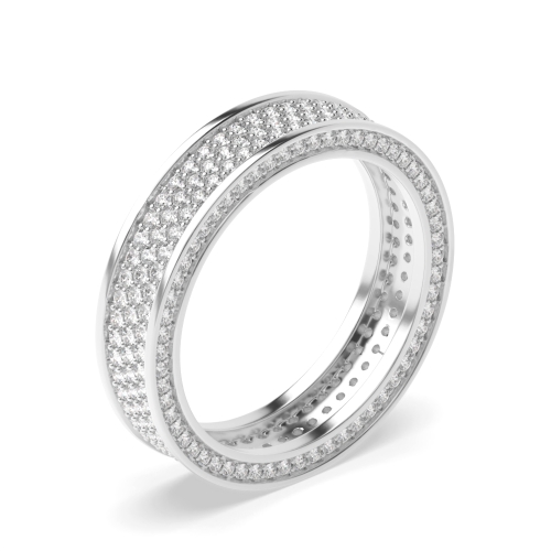 Pave Setting Round White Gold Luxurious Full Eternity Diamond Rings