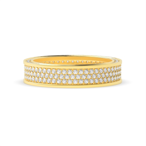 Pave Setting Round Yellow Gold Luxurious Eternity Diamond Rings