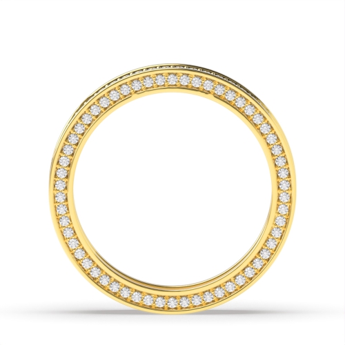 Pave Setting Round Yellow Gold Luxurious Eternity Diamond Rings