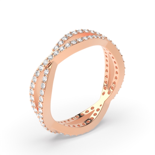4 Prong Round Rose Gold Infinity Eternity Engagement Rings