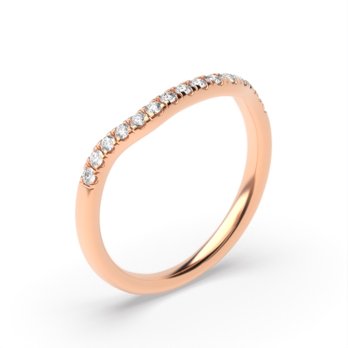 4 Prong Round Rose Gold Wave Women's Shaped Engagement Rings
