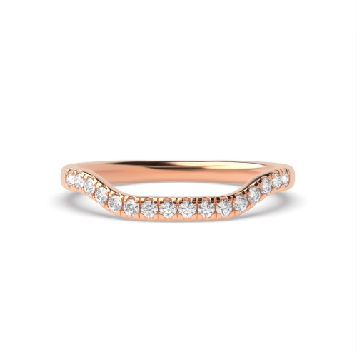 4 Prong Round Rose Gold Wave Women's Shaped Engagement Rings