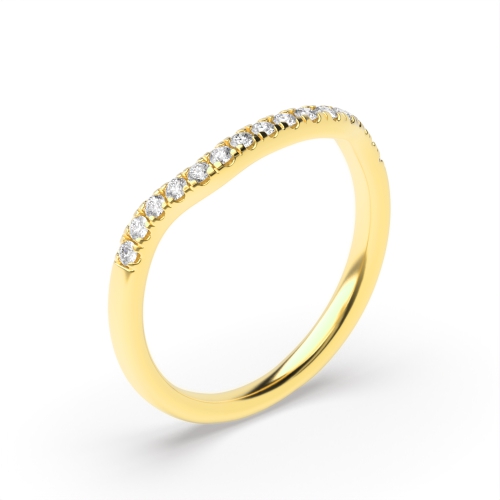 4 Prong Round Yellow Gold Wave Engagement Rings