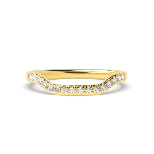 4 Prong Round Yellow Gold Wave Engagement Rings