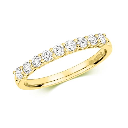 4 Prong Round Yellow Gold Delicate Eternity Diamond Rings