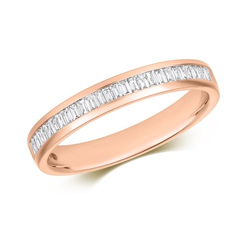 Channel Setting Baguette Rose Gold Wedding Eternity Diamond Rings