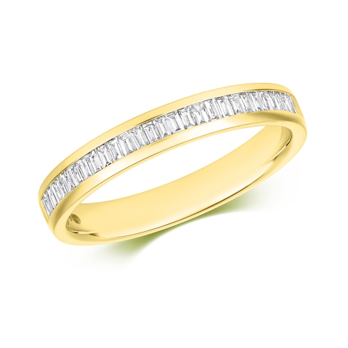 Channel Setting Baguette Yellow Gold Wedding Eternity Diamond Rings
