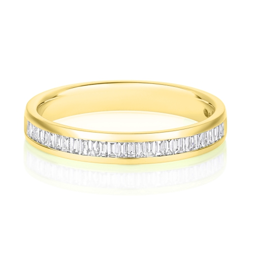 Channel Setting Baguette Yellow Gold Wedding Eternity Diamond Rings