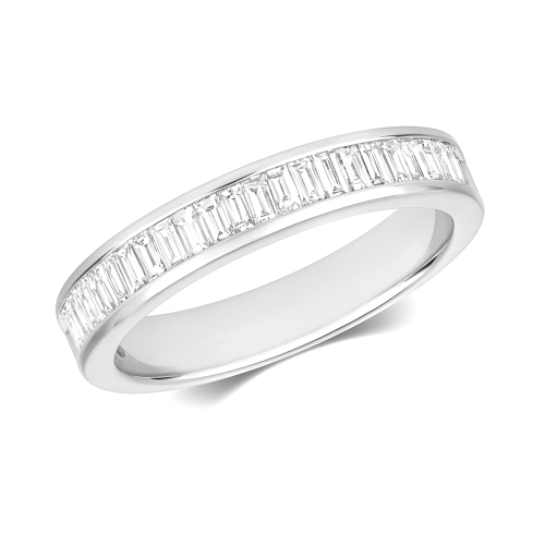 Channel Setting Baguette White Gold Half Eternity Wedding Rings & Bands