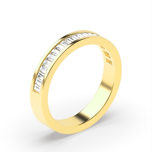 Channel Setting Baguette Yellow Gold Eternal Eternity Diamond Rings