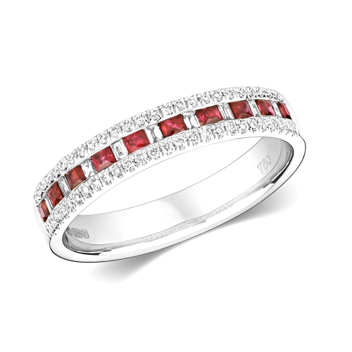 Channel Setting Princess Whisperhalf Ruby Engagement Rings