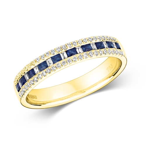 Channel Setting Princess Yellow Gold Whisperhalf Engagement Rings