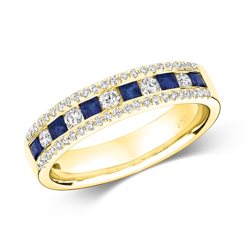 Channel Setting Princess Yellow Gold Gemsphere Engagement Rings