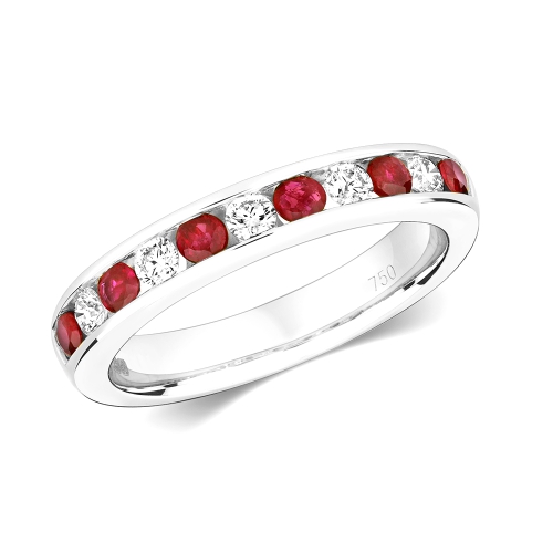 Channel Setting Round Orbit Ruby Diamond Rings