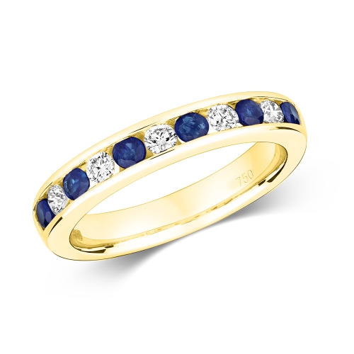 Channel Setting Round Yellow Gold Orbit Diamond Rings