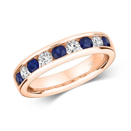 Channel Setting Round Rose Gold Starglide Diamond Rings