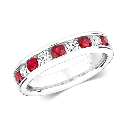 Channel Setting Round Starglide Ruby Diamond Rings