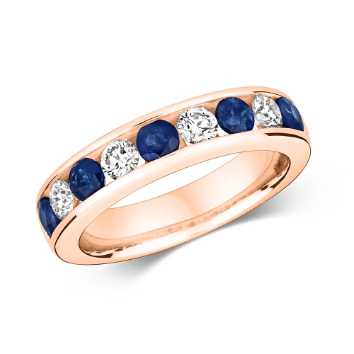 Channel Setting Round Rose Gold Whisper Diamond Rings