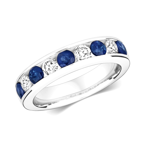 Channel Setting Round Whisper Gemstone Diamond Rings