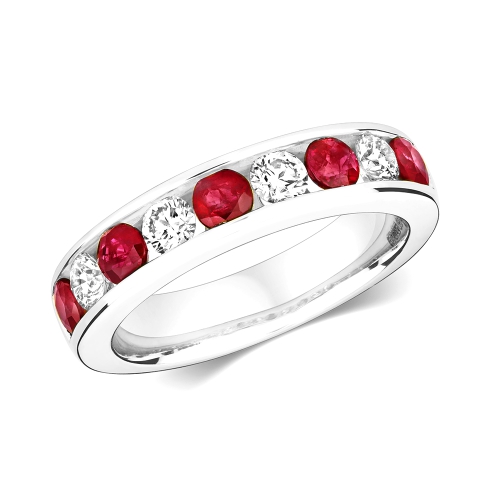 Channel Setting Round Whisper Ruby Diamond Rings
