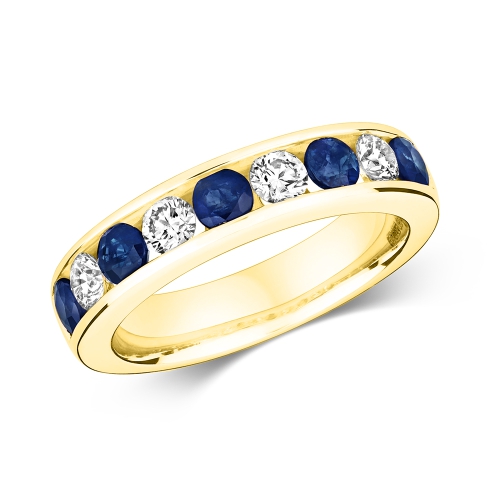 Channel Setting Round Yellow Gold Whisper Diamond Rings