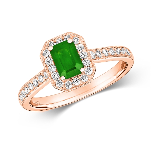 4 Prong Emerald Rose Gold Forever Engagement Rings