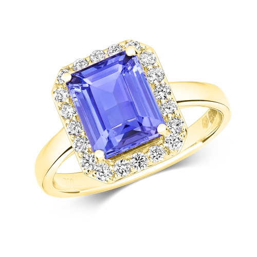 4 Prong Emerald Yellow Gold Zenith Lab Grown Diamond Engagement Rings