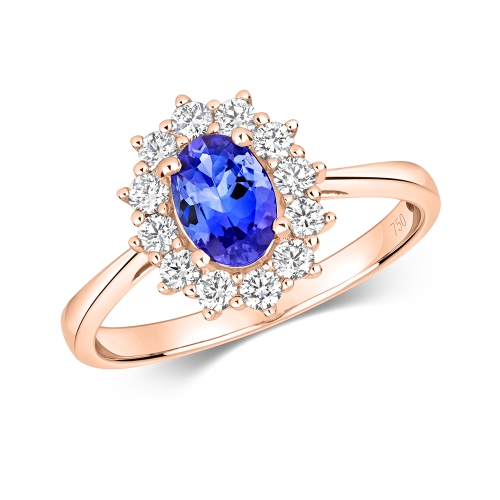 4 Prong Oval Rose Gold Opalescent Lab Grown Diamond Engagement Rings
