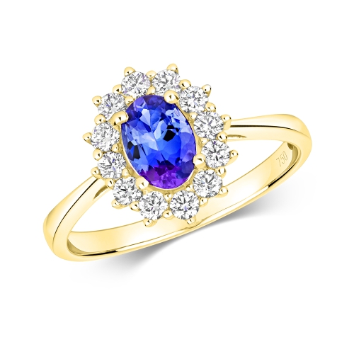 4 Prong Oval Yellow Gold Opalescent Lab Grown Diamond Engagement Rings