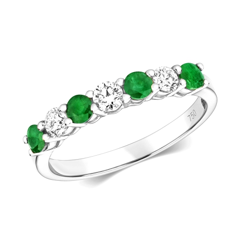4 Prong Round Echo Emerald Diamond Rings