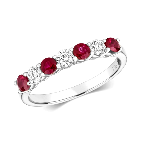 4 Prong Round Echo Ruby Diamond Rings