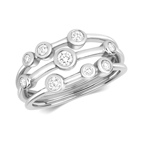 Bezel Setting Round Row rubover Engagement Rings