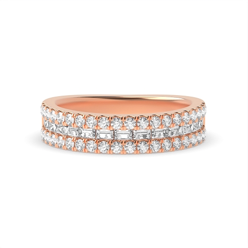 Channel Setting Round/Baguette Rose Gold Elegant look Eternity Diamond Rings