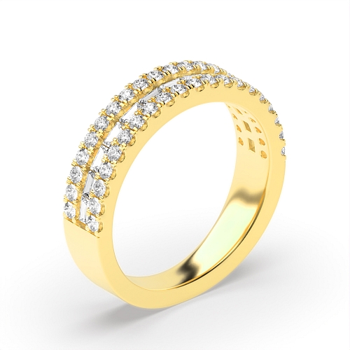 Channel Setting Round/Baguette Yellow Gold Elegant look Eternity Diamond Rings