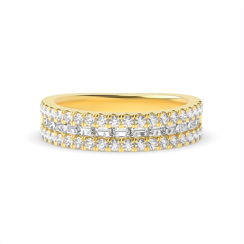Channel Setting Round/Baguette Yellow Gold Elegant look Eternity Diamond Rings