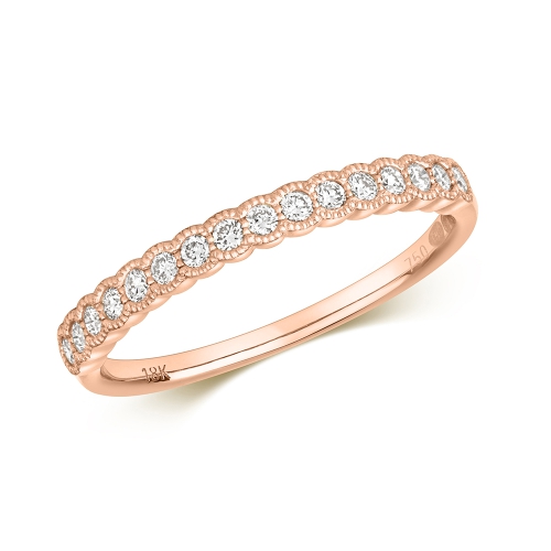 4 Prong Round Rose Gold Miligrain Eternity Diamond Rings