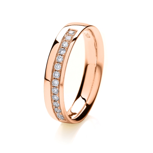 Pave Setting Round Rose Gold Solobeam Eternity Engagement Rings