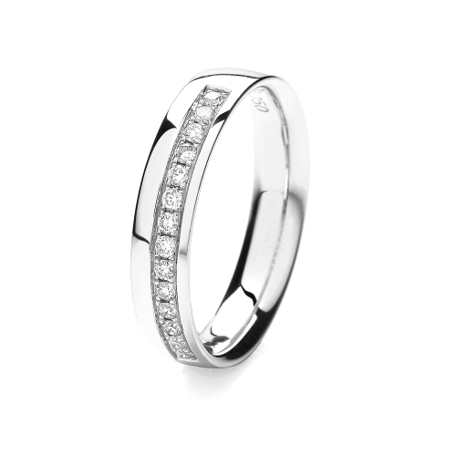 Pave Setting Round Solobeam Half Eternity Engagement Rings