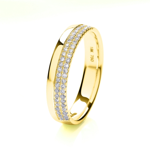 Pave Setting Round Yellow Gold Eternalbond Eternity Engagement Rings