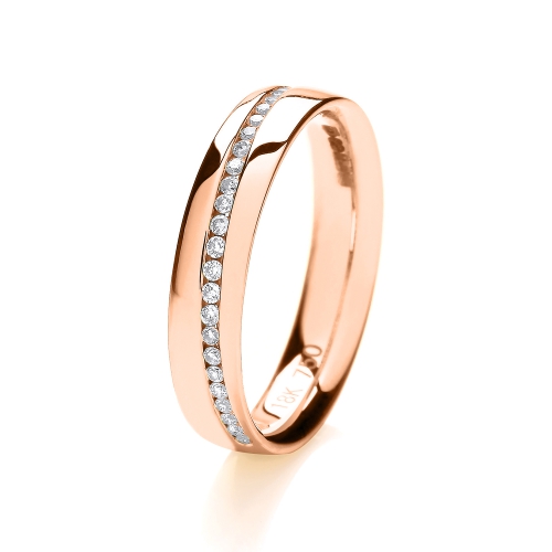 Channel Setting Round Rose Gold Wave Eternity Engagement Rings