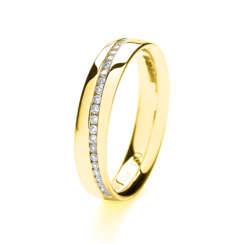 Channel Setting Round Yellow Gold Wave Eternity Engagement Rings