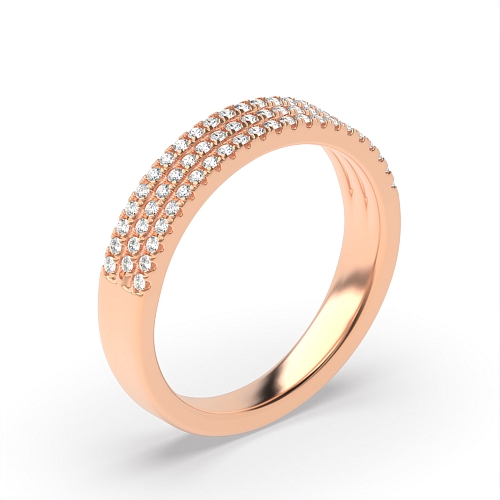 Pave Setting Round Rose Gold 3 row Eternity Diamond Rings