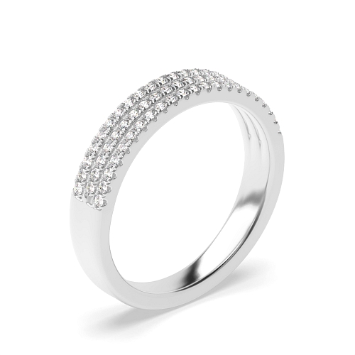 Pave Setting Round Platinum 3 row Diamond Rings
