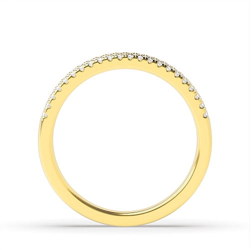 Pave Setting Round Yellow Gold 3 row Diamond Rings