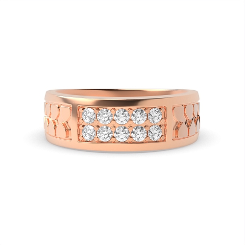 Pave Setting Round Rose Gold Majestic Unique Men's Wedding Bands Diamond Rings