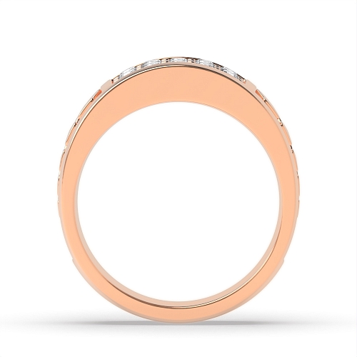 Pave Setting Round Rose Gold Majestic Unique Men's Wedding Bands Diamond Rings