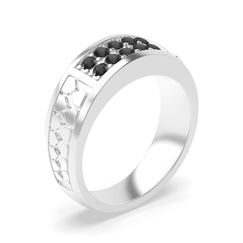 Pave Setting Round Majestic Black Diamond Rings
