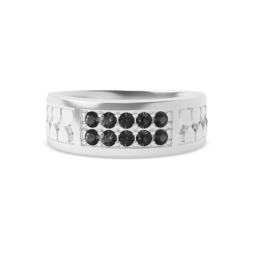 Pave Setting Round Majestic Black Diamond Rings