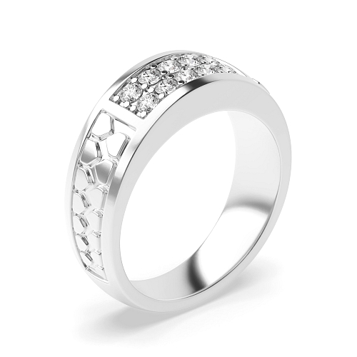 Pave Setting Round Majestic Unique Men's Wedding Bands Diamond Rings