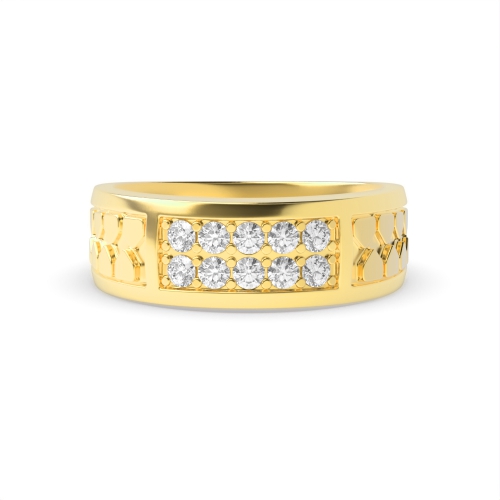 Pave Setting Round Yellow Gold Cluster Diamond Ring